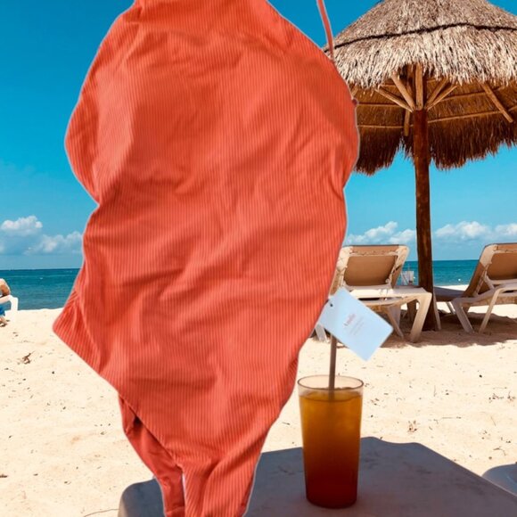 Andie Swim The Asbury Rib One Piece Siren Orange Size Large - Picture 2 of 8